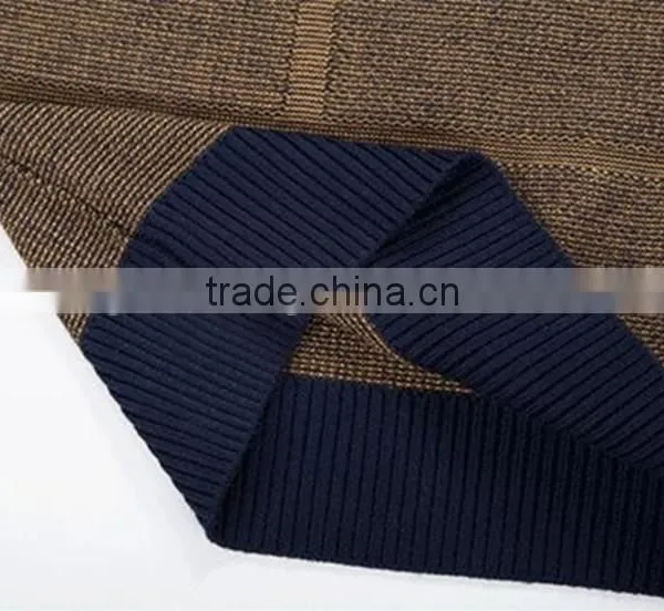 2015 Mens Winter Contrast Color V-neck Tight Pullover Sweater photo-6