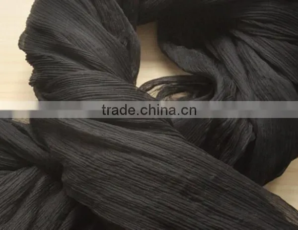 Black Color Crepe Georgette Long Silk Scarf photo-2