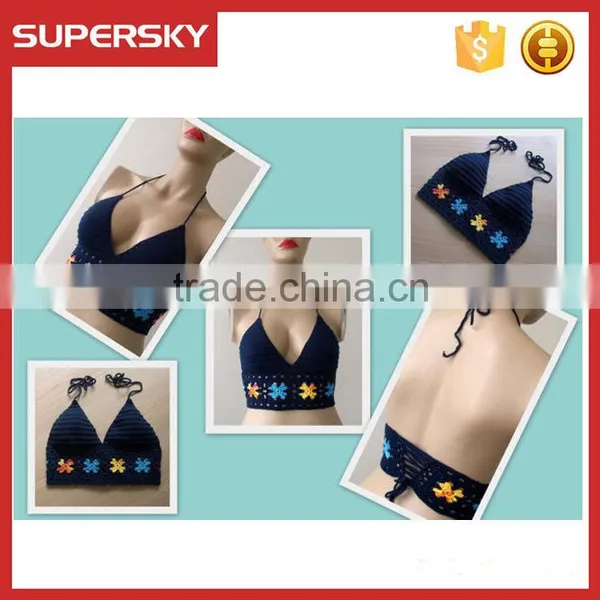 C793 Crochet Bikini Top Open Hot Sex Girl Photo Hand Crochet Backless White Bikini Top photo-4
