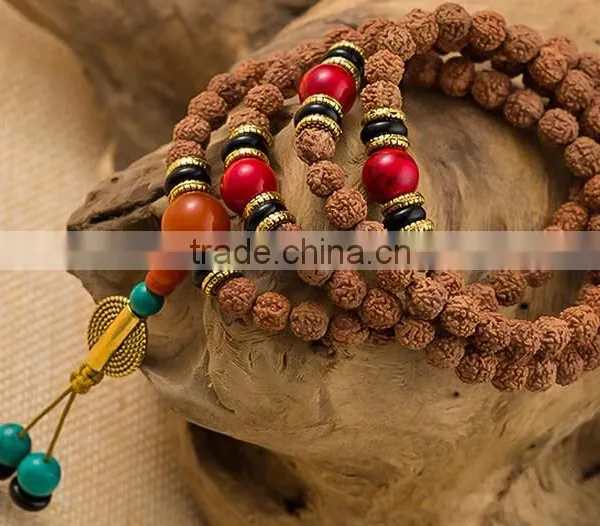 Natural Tibetan Vajra Bodhi / Rudraksha 108 Prayer Beads Bracelet