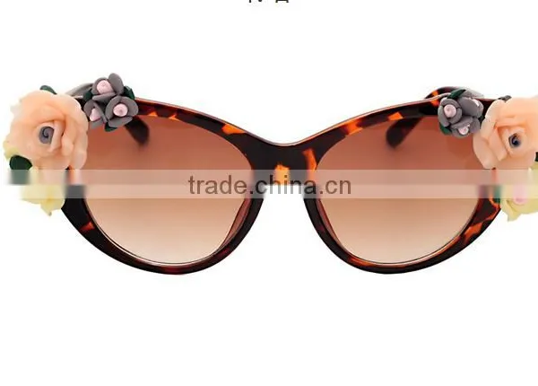 2016 Hot Selling Vintage Rose Flower Plastic Lady's Sun Glasses photo-4
