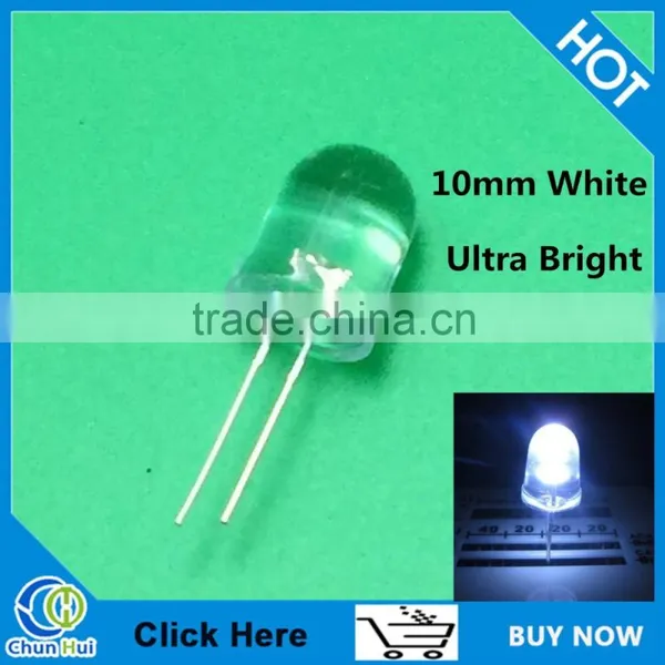 Round Head Clear Lens White Led 10MM