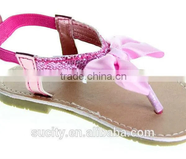 Wholesale Elegant Sexy Girls Flat Rose Red Sandals With Bow photo-4