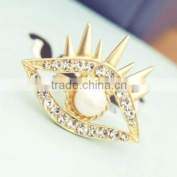 Fashion Jewelry 2016 Pearl Eye Front Opening Ring photo-2