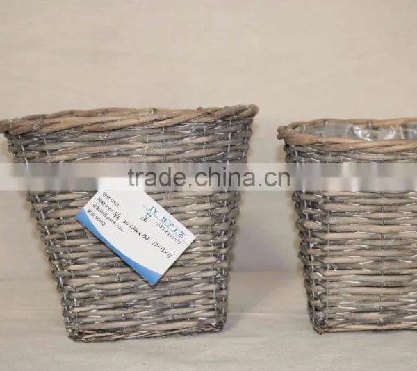 100%Handmade Willow Garden Wicker Basket for Flower Plants With Plastic Liner Wicker Flower Pots photo-5