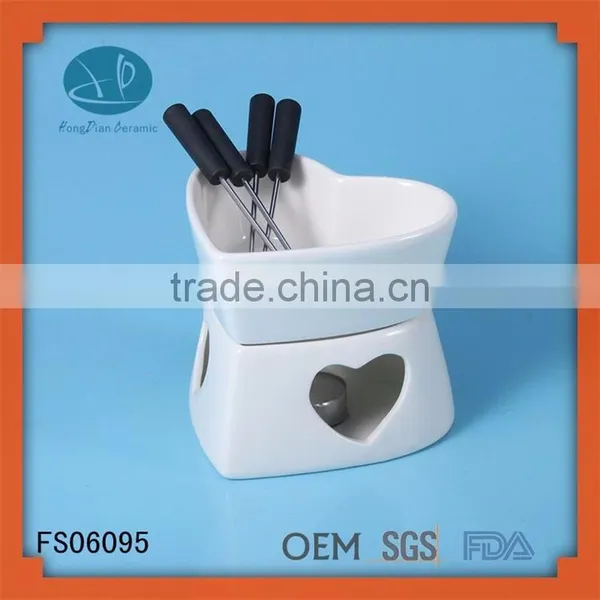 White Porcelain Heart Chocolate/cheese Fondue Set photo-2