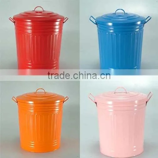 Colorful Galvanized Metal Garbage Can Trash Can Waste Bin photo-2