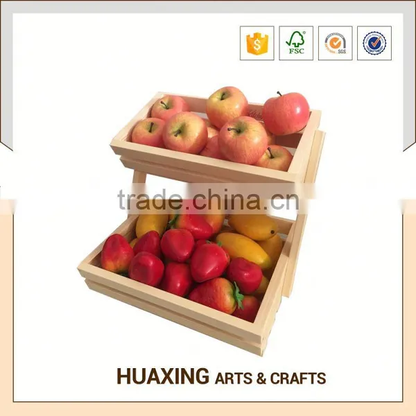 Large Capacity Decorative Kitchen Wooden Fruit Basket Stand photo-6