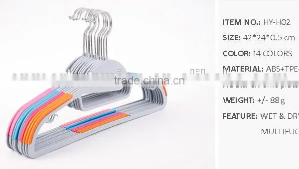 Multifunction Plastic Antiskid Wet & Dry Clothes Hanger,ABS,TPE,PP,Chrome Plated Hook photo-2