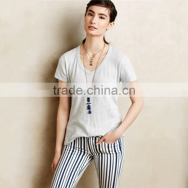 Wholesale Blank White t Shirt Below $1,100 Polyester v Neck t Shirt photo-4