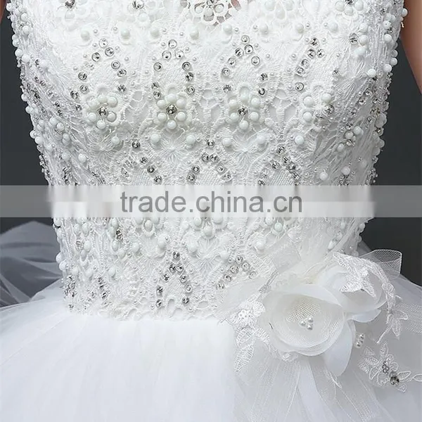 Cream Sleeveless A-line Tiered Wedding Dress Beaded Corchet Cut Out Back Crisscross Bride Grown photo-5