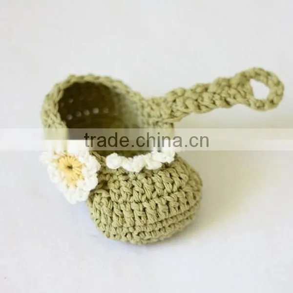 Cotton Yarn Baby to Crochet Handmade Crochet Baby Girl Shoes photo-3