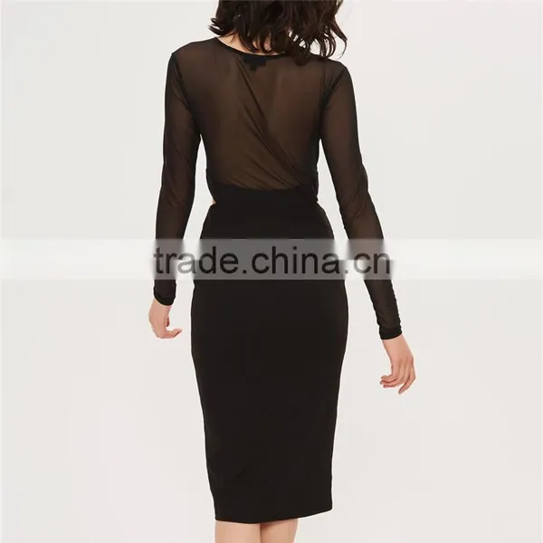 2017 OEM Top Design Sexy Transparent Mesh Top Dress for Ladies photo-3