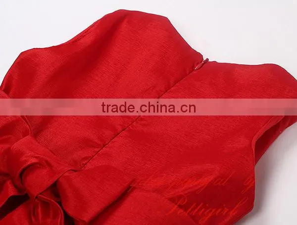 Hot Selling Red Girls Dresses Decorated With Big Flower Fashion Solid Kids Vestido Wholesale Child Wear photo-5