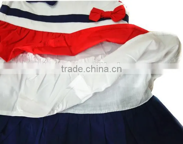 Latest Baby Cotton Frocks Designs Sleevess Tiered Bow Kids Dress photo-5