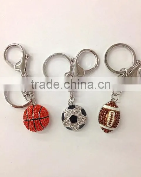 Sports Metal Crystal Crafts Series Crystal Basketball | Soccer | Football Keychain