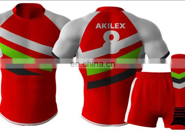 2016 Trendy Red Custom Design Sublimation Rugby Jersey With Socks photo-6