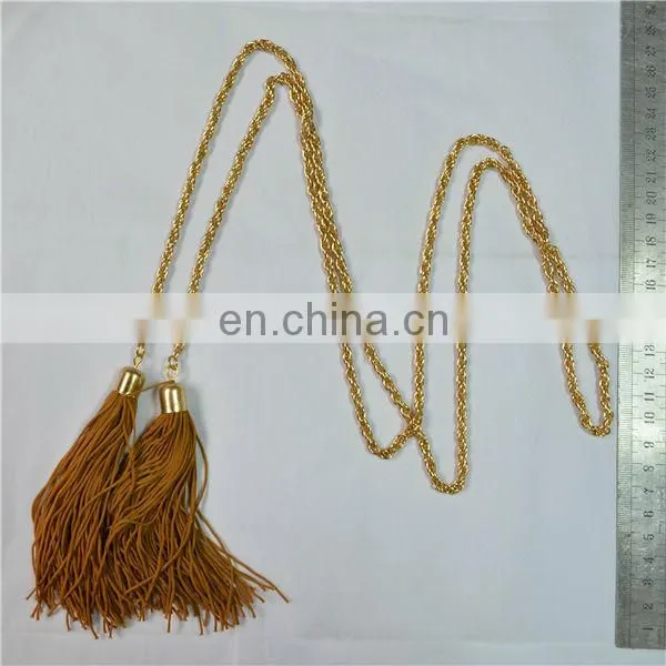 Gold Metallic Necklace With Tassel Head/tassel Necklace