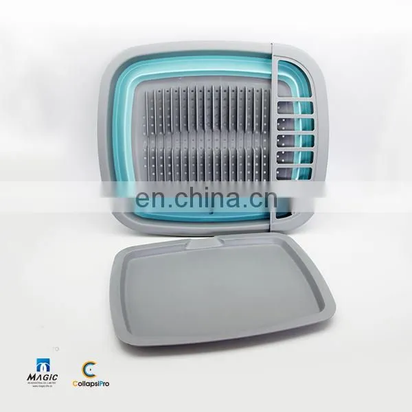 2018 Large Storage Collapsible Dish Drying Rack With Snap-on Drain Board photo-5