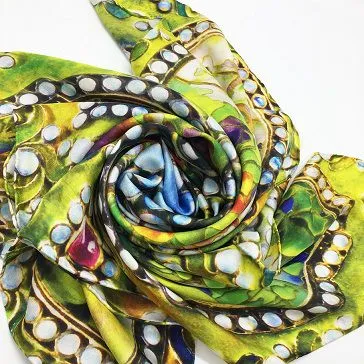 Super Soft Lady's Fashionable Custom Digital Printed Silk Scarf photo-2