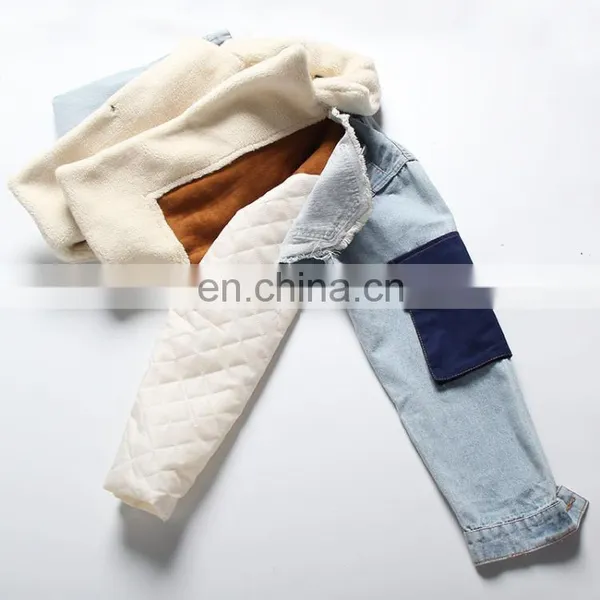 Winter 2020 Women New Fashion Thick Warm Denim Coat Tailored Collar Stitching Contrast Color Lamb Wool Loose-fitting Jacket photo-6