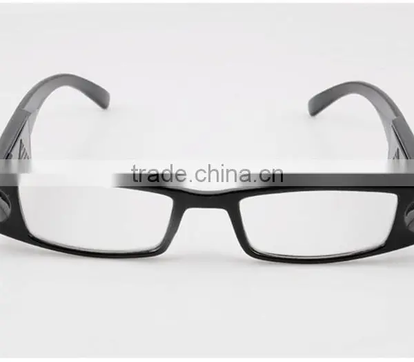 Ultra Bright Dual LED Lighted Up Map Book Readers Reading Black Full Frame Eye Glasses Eyeglass Spectacle Diopter Magnifier Ligh