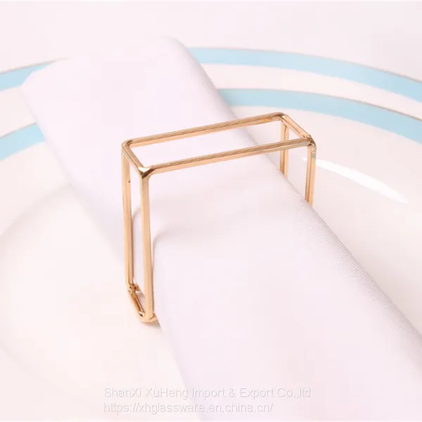 Popular Modern Style Simple Metal Square Shaped Napkin Ring photo-2