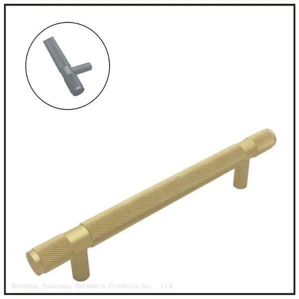 Knurled Cabinet Handles Cabinet Pulls Aluminum Handles Knurled Drawer Pulls Gold and Black Oxidation Finish With Diamond Pattern