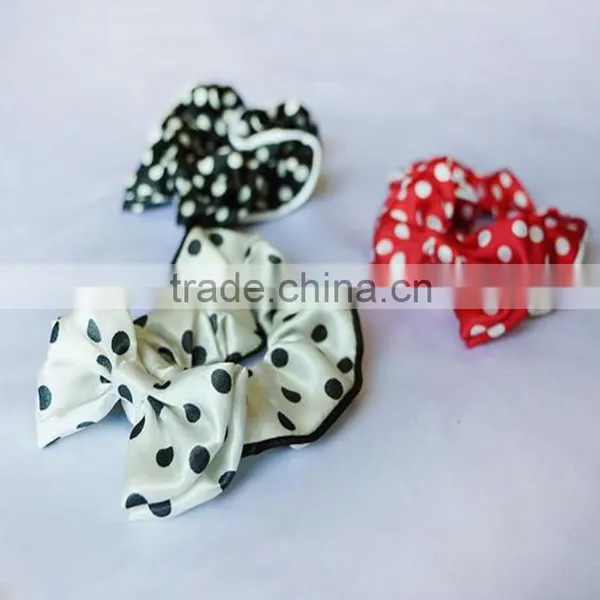 White Velvet Polka Dot Scrunchy Ponytail Holder Hair Accessories for Girls photo-2