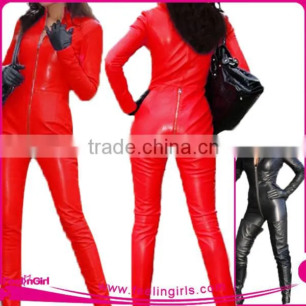 Hot Sale Popular Black Leather Sexy Bodysuit Women photo-2
