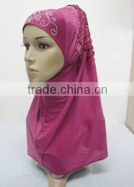 H310 Latest Instant Hijab With Lace and Rhinestones,muslim Scarf photo-5