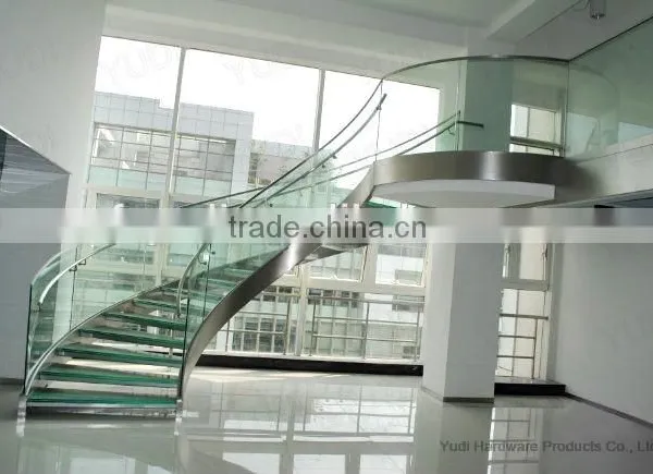 Hot Sale Steel Glass Curved Staircase, Glass Stairs China Suppiler --YUDI photo-2