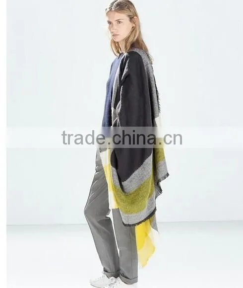 Stripe Infinity Scarf - Cotton Jersey Knit - Wide Stripe Scarf, Blanket Scarf, Oversized Plaid Tartan Pashmina photo-4
