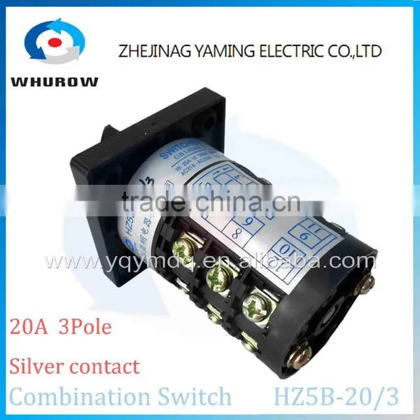 Combination Switch HZ5B-20/3 Silver Contact Ui 380V Ith20A 3 Poles 3positons(1-0-2) Cam Rotary Universal Changeover Switch photo-3