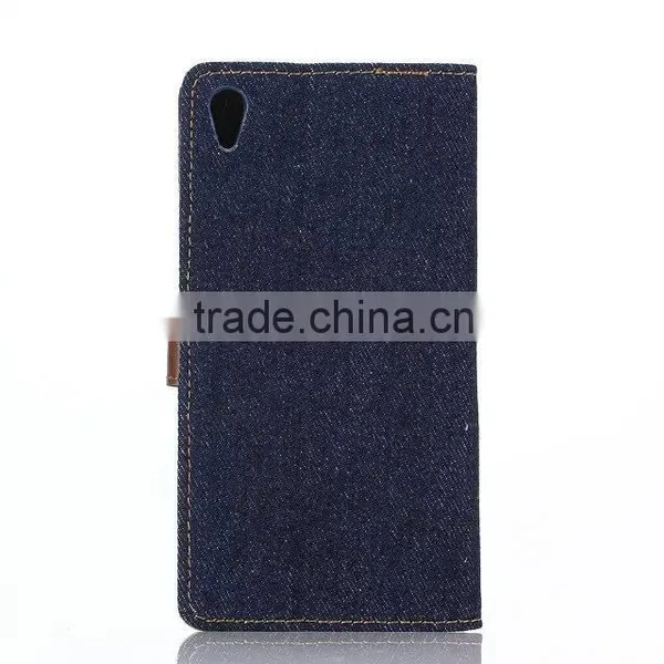New Product Case for SONY Z4,special Design Case for LG Phone ,demin Style pu Leather Case for SONY Z4 With Wallet photo-2