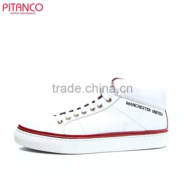 White Leather High Cut Shoes Men With Rubber Sole photo-2