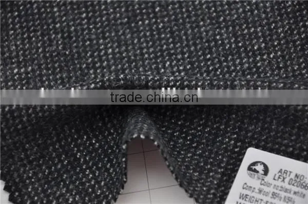 Wholesale high quality wool nylon woolen grey tweed fabric