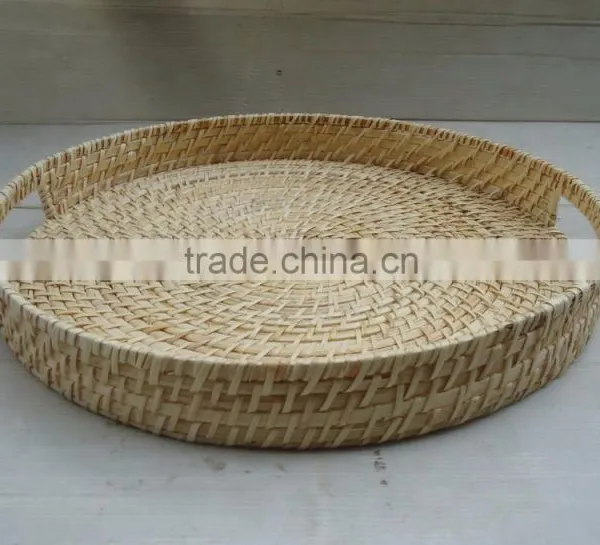 Multi Colors Bamboo-rattan Round Tray photo-3