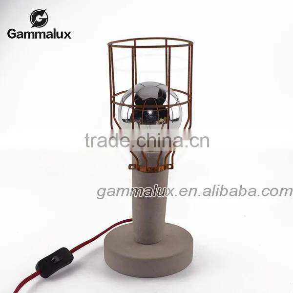 E27 Vintage Concrete Table Lamp Concrete Desk Lamp With Copper Cage Lampshade Quality Choice photo-3