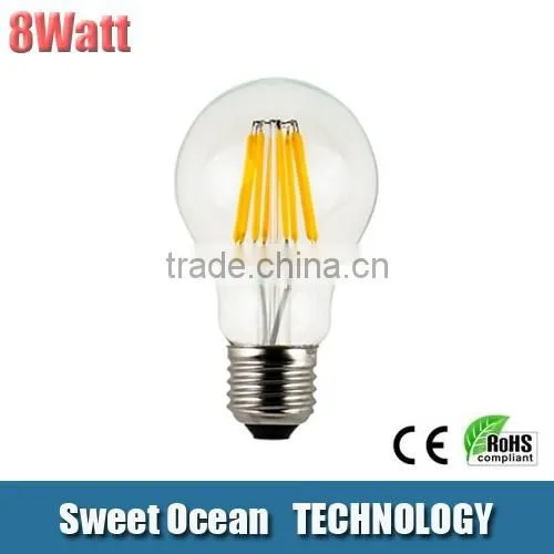 Dimmable LED Filament Bulb E27 E26 4W 6W 8W 120lm/watt Flicker Free A60 C35 ST64