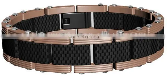 Customer Mens Gold Black Power Element 316L Stainless Steel Bracelet With 2K Carbon Fiber photo-6