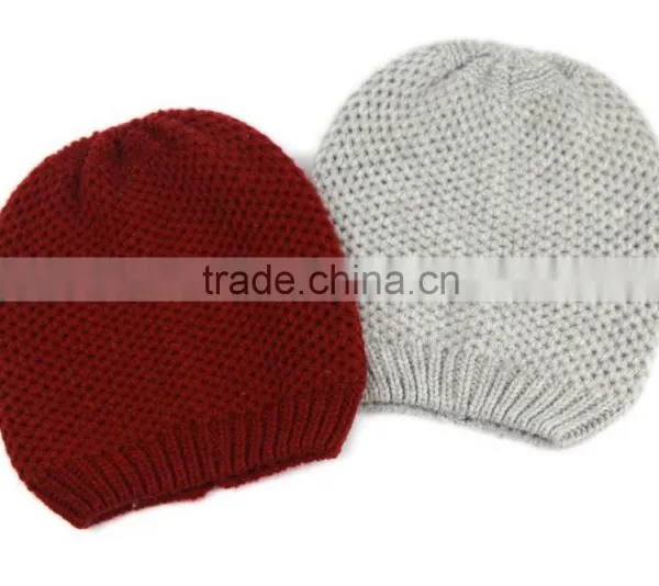 High Quality Vintage Hipster Tan Grey and Red Knit Beanie Hat