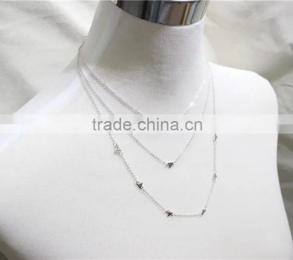 Silver Chain Layered Set Necklace w/ Tiny Triangle Metal Necklace 2016 Fashion Style Wholesale photo-2