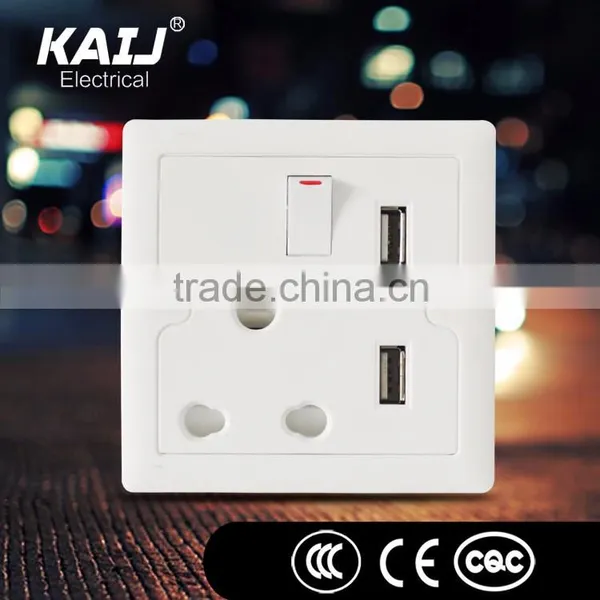 Difference Decorative Design PC Material Wall Mounted Multi Function Socket With 2 Usb Port photo-2