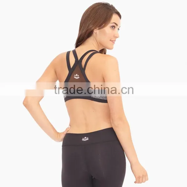 New Trendy Breathable Girl's Pilates Gym Running Sports Bra With Mesh photo-2