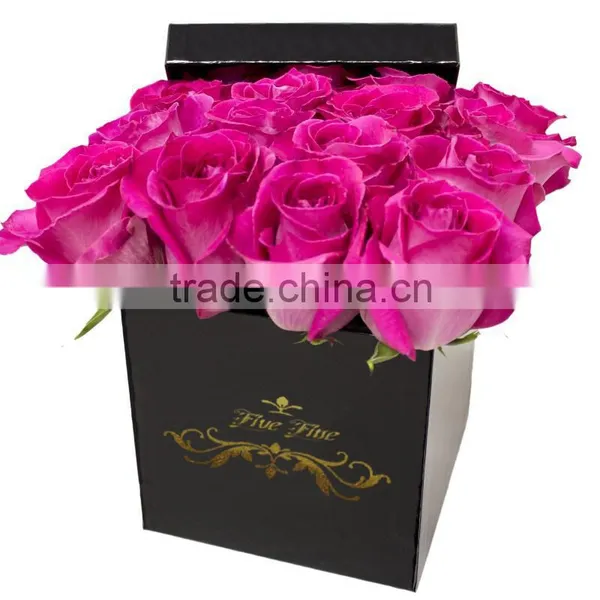 Elegant Black Paper Flower Box With Gold Logo photo-3