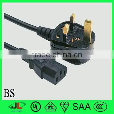 Moulded UK BS 3 Pin Power Plug With Britain Approval Extension Power Cord photo-6