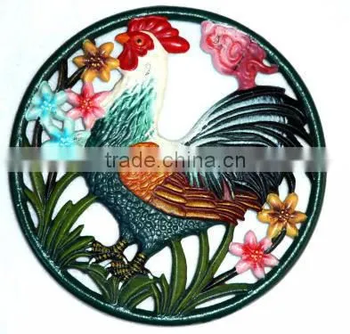 Colorful Chicken Shape Cast Iron Trivets