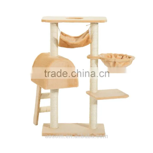 PawHut 100 cm Deep Cream Cat Tree Scratching Activity Center photo-3