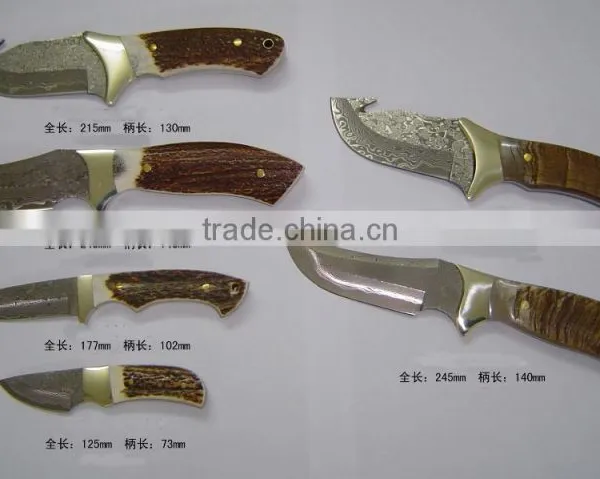 Handmade Damascus Knife With Deer Horn Handle Folding Pocket Knife photo-6